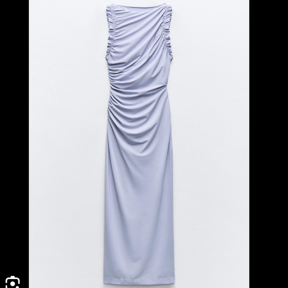 Zara light blue Gathered dress (NWT)
